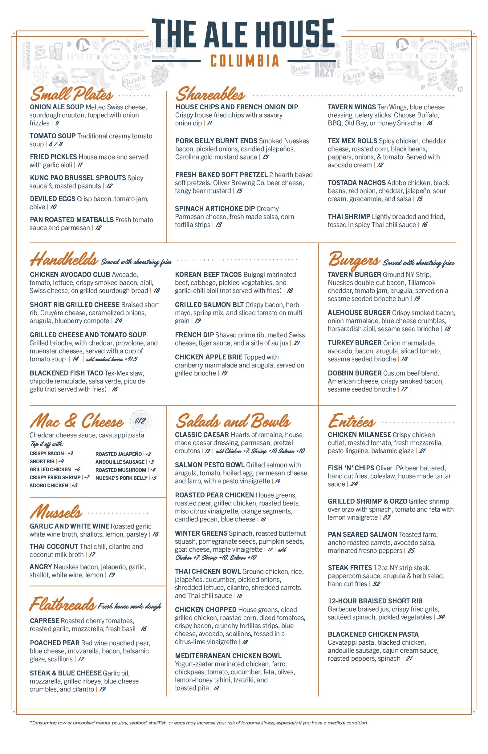 The ale house menu deals